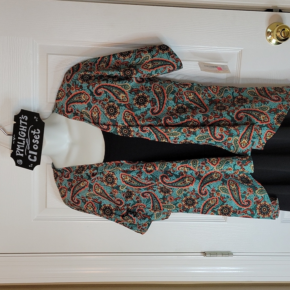 LuLaRoe Bianka Kimono Green Paisley Size 3 (10-12)